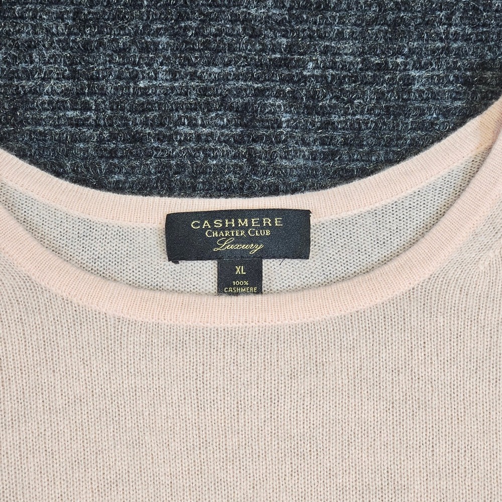 Charter Club Luxury Cashmere Sweater Womens XL Peach Pink Crewneck Knit Pullover - Picture 2 of 8